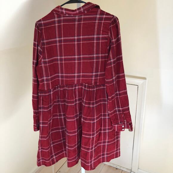 Loft NWT Women's Red Plaid Swing Shirt Dress Size M - Picture 5 of 8